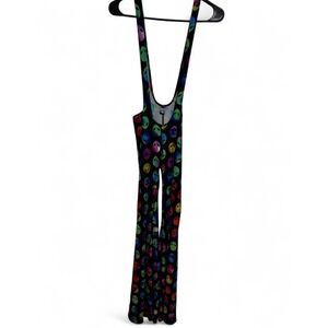Little Black Diamond Alien Rainbow Bell Bottom Overalls Festival Flare Pants S